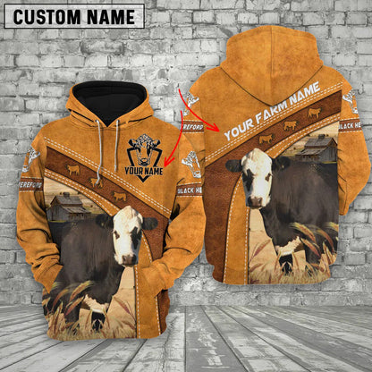 Black Hereford 3D Customized Name - Farm Name Hoodie Zip Hoodie SO0434