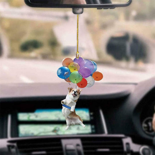 Corgi Dog Fly With Bubbles Car Hanging Ornament Dog Ornament Tendpins OO0023