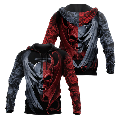 Gentle And Evil Skull Unisex Hoodie Skull Hoodies Skull With Hoodie SO0472