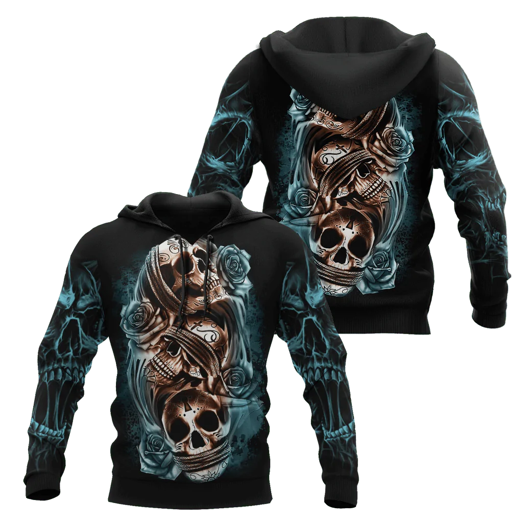 Rose Skull Smoke Hoodie, 3D Full Printed Hoodie With Skull Rose, Skull Hoodies SO0475