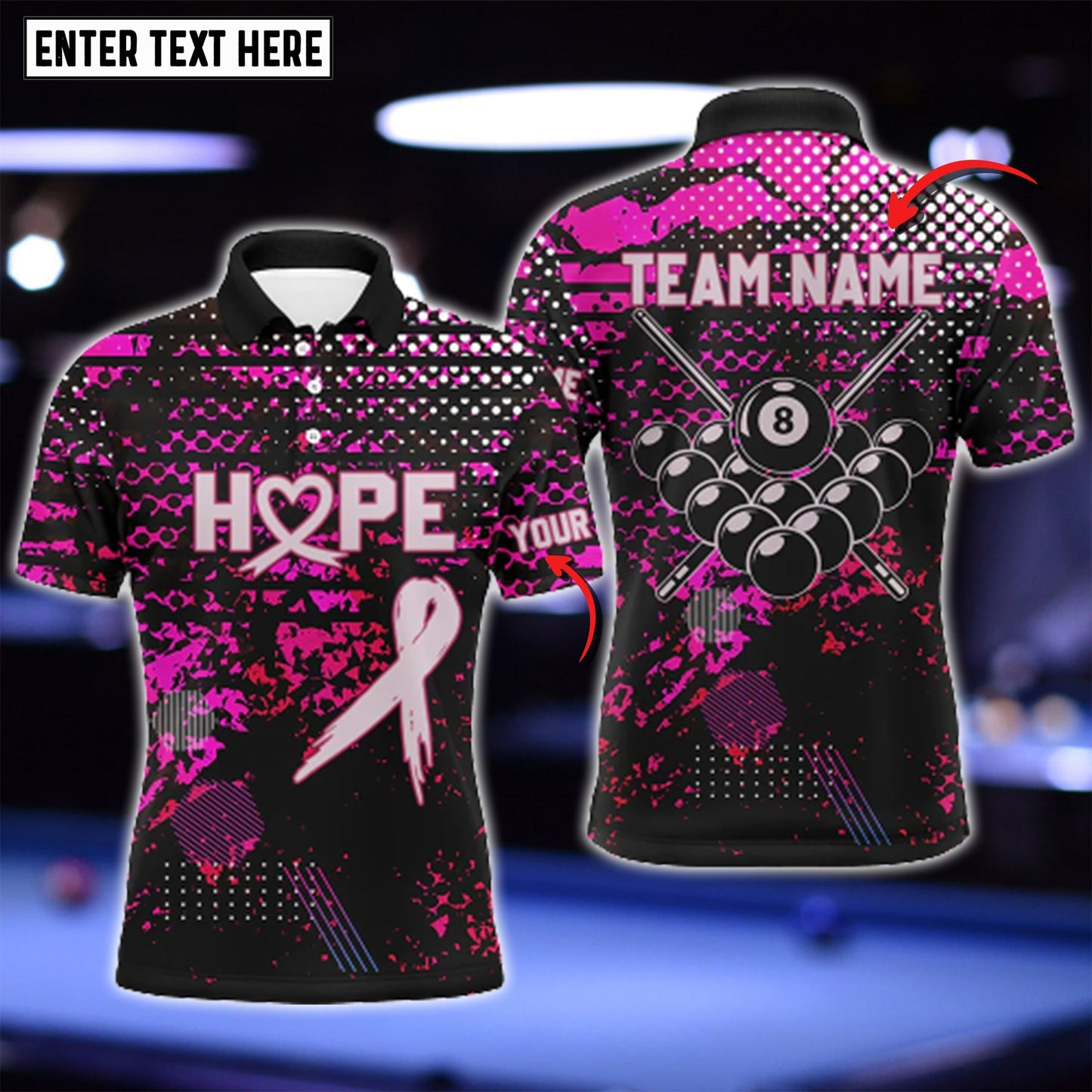 Tendpins Breast Cancer Awareness Pink Ribbon Personalized Billiard 3D Shirt BIA0363