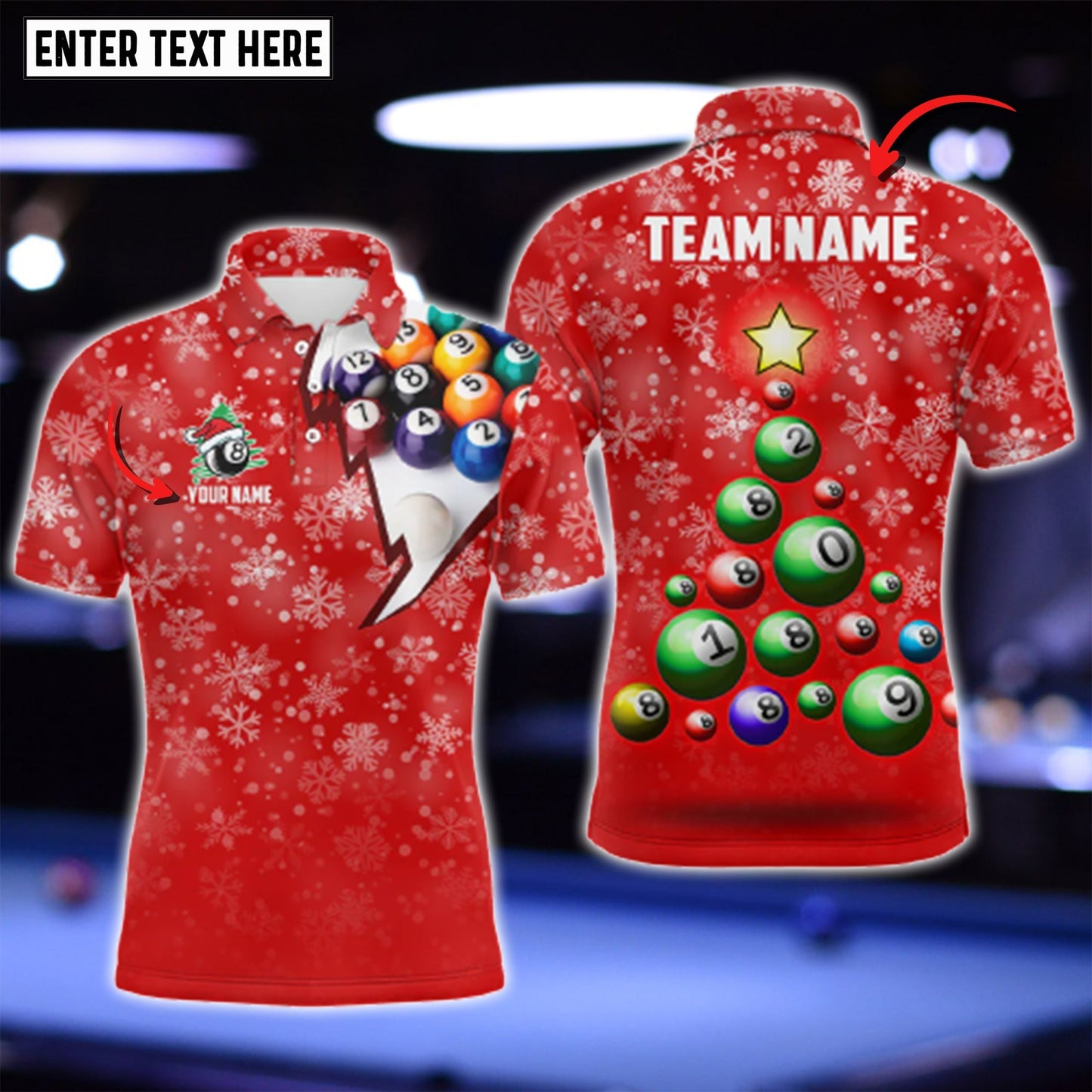 Tendpins Personalized Christmas Tree Billiard Balls 3D Shirt BIA0370