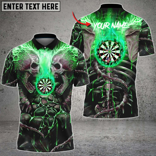 Tendpins Dart Skull Green Personalized Name 3D Shirt DMA0093