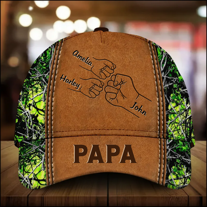 Grandpa Papa Daddy Fist Bump Fathers Day Family Personalized Cap CO1067