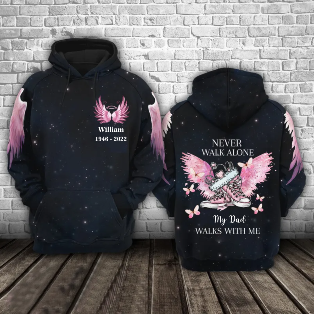 Loss Of Dad Mom Hoodie Memorial Hoodie Angel Wings Shoes Never Walk Alone Remembrance Outfit Men Women SO1528