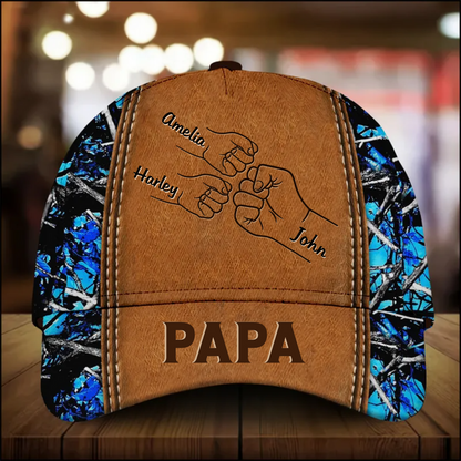 Grandpa Papa Daddy Fist Bump Fathers Day Family Personalized Cap CO1067