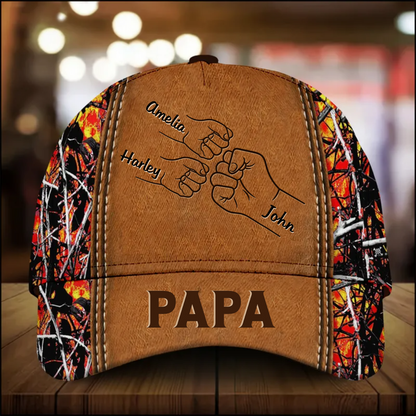 Grandpa Papa Daddy Fist Bump Fathers Day Family Personalized Cap CO1067