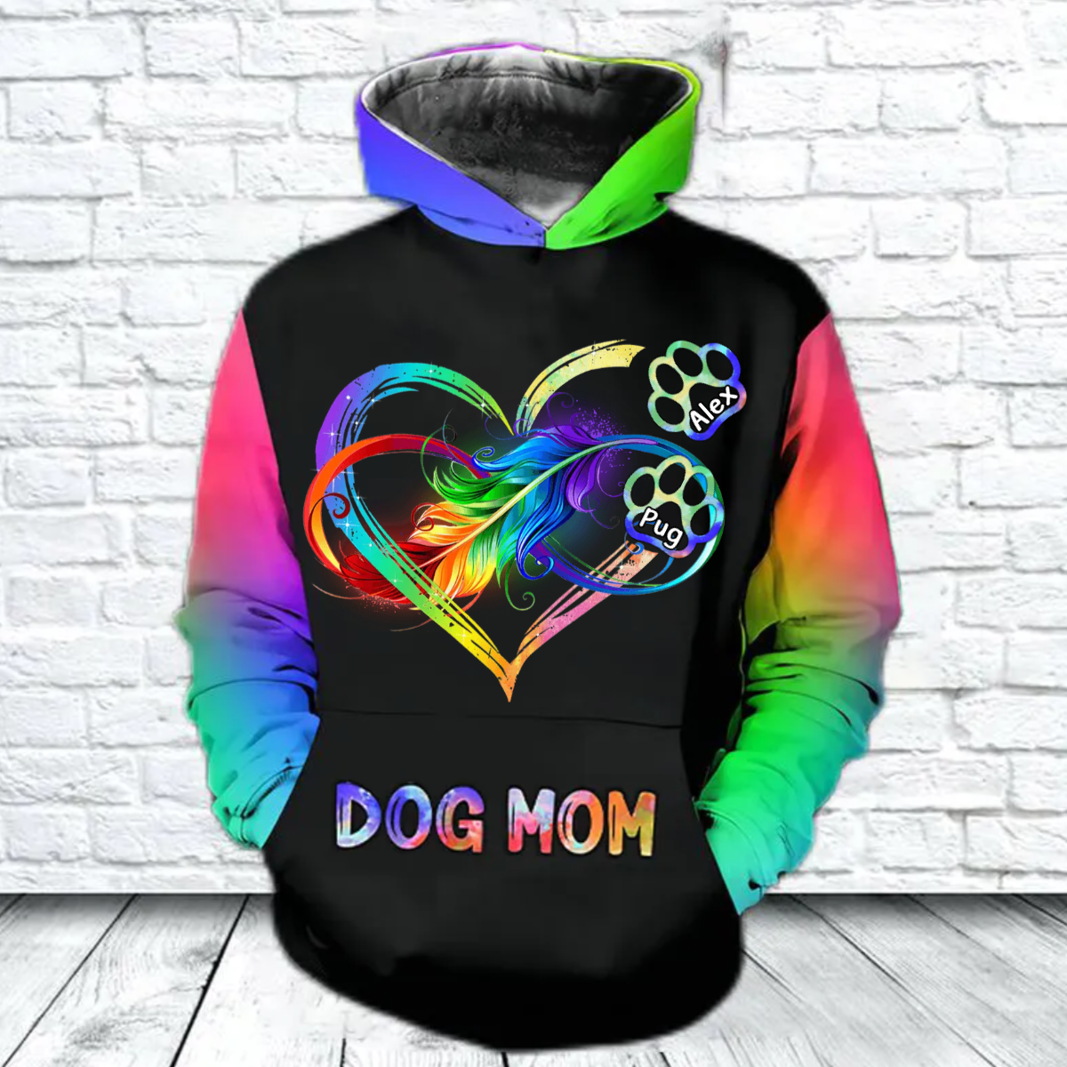 Dog Mom Infinite Love Rainbow Hoodie Women, Dog Mom Hoodie 3D All Over Print, Custom Hoodie For Dog Mom SO1536