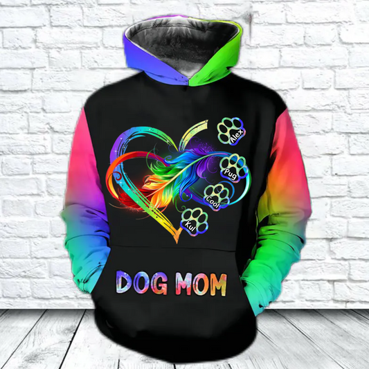 Dog Mom Infinite Love Rainbow Hoodie Women, Dog Mom Hoodie 3D All Over Print, Custom Hoodie For Dog Mom SO1536