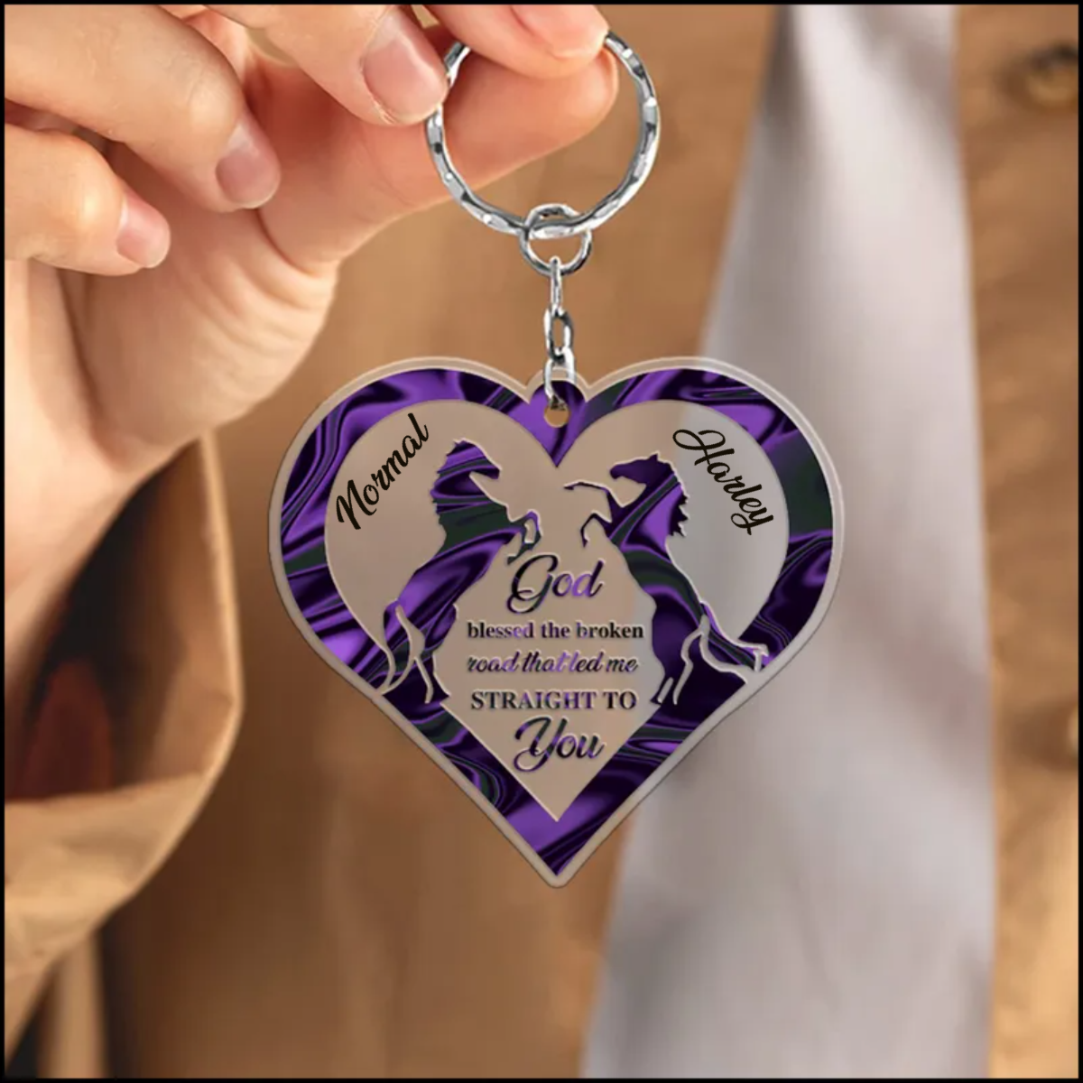 Personalized Horse Couple God Blessed Acrylic Keychain, Gift for Couple, Horse Lovers KO0092