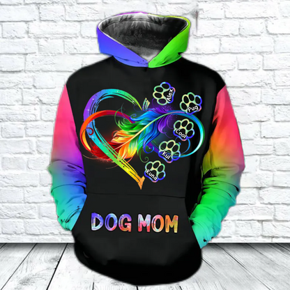 Dog Mom Infinite Love Rainbow Hoodie Women, Dog Mom Hoodie 3D All Over Print, Custom Hoodie For Dog Mom SO1536