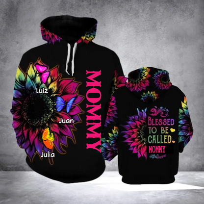 Personalized Blessed to Be Called Grandma Nana Butterfly Hoodie, 3D All Over Print Hoodie For Mom, Family Hoodie SO1532