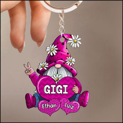 Colorful Grandma Mom Gnome Love Sweet Heart Keychain Custom Keychain For Mother Grandma Keychain KO0199