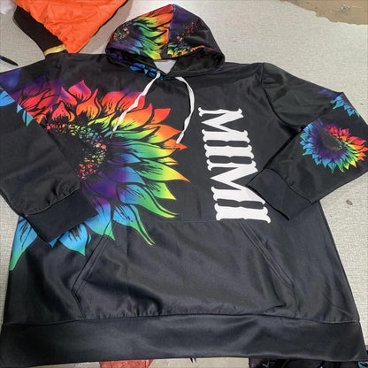 Personalized Grandma with Kid Name Tie Dye Sunflower Hoodie, 3D All Over Print Custom Mom And Kids Name Hoodie SO1514