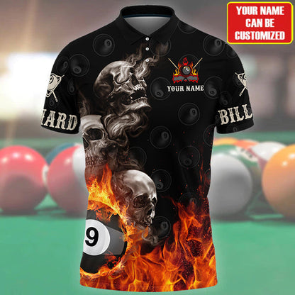 Tendpins Skull On Fire Billiard Personalized Unisex Shirt BIA0048