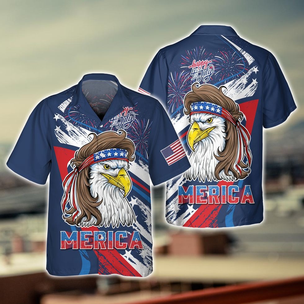 Happy Independence's Day Usa Eagle 3D Hawaiian Shirts, Fourth Of Jul Aloha Hawaii Beach Shirt Short Sleeve HO5040