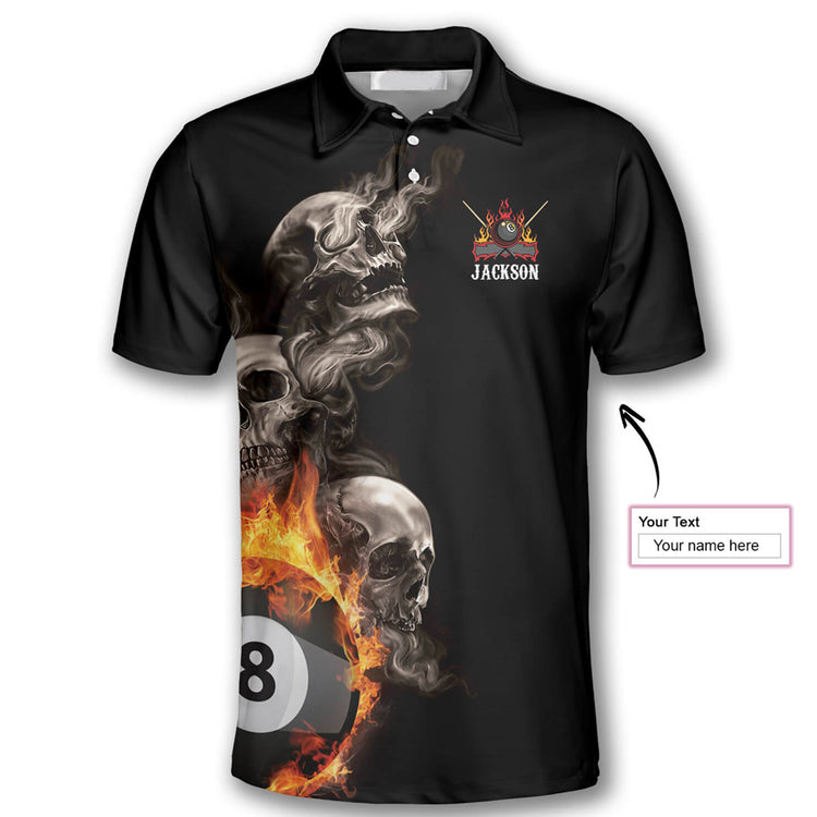 Billiards Hello Darkness My Old Friend Custom Billiard skull Shirts for Men, Custom Billiard 8 ball for Team, Billiard Polo Shirts SO0806