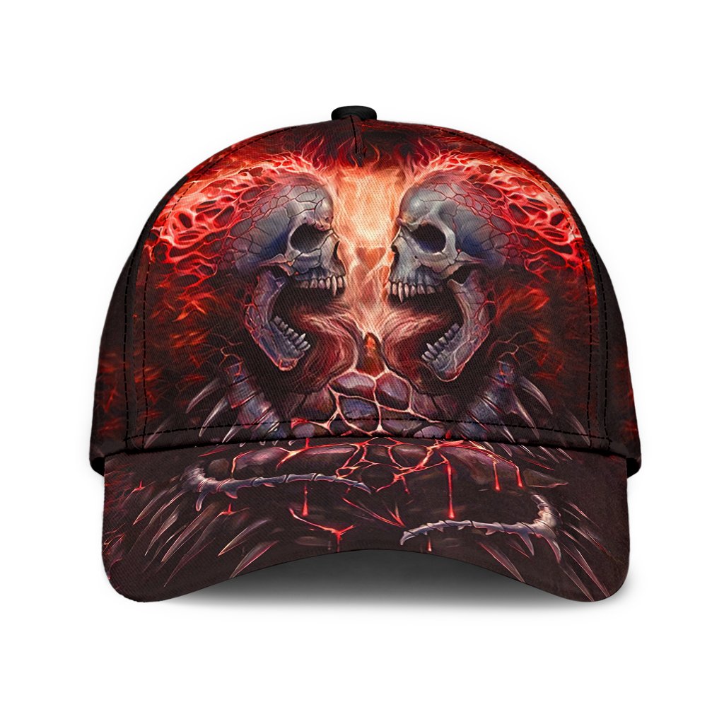 3D Full Printed Baseball Cap With Skull Angry Red Fire Skull Pattern On Cap Hat CO0158