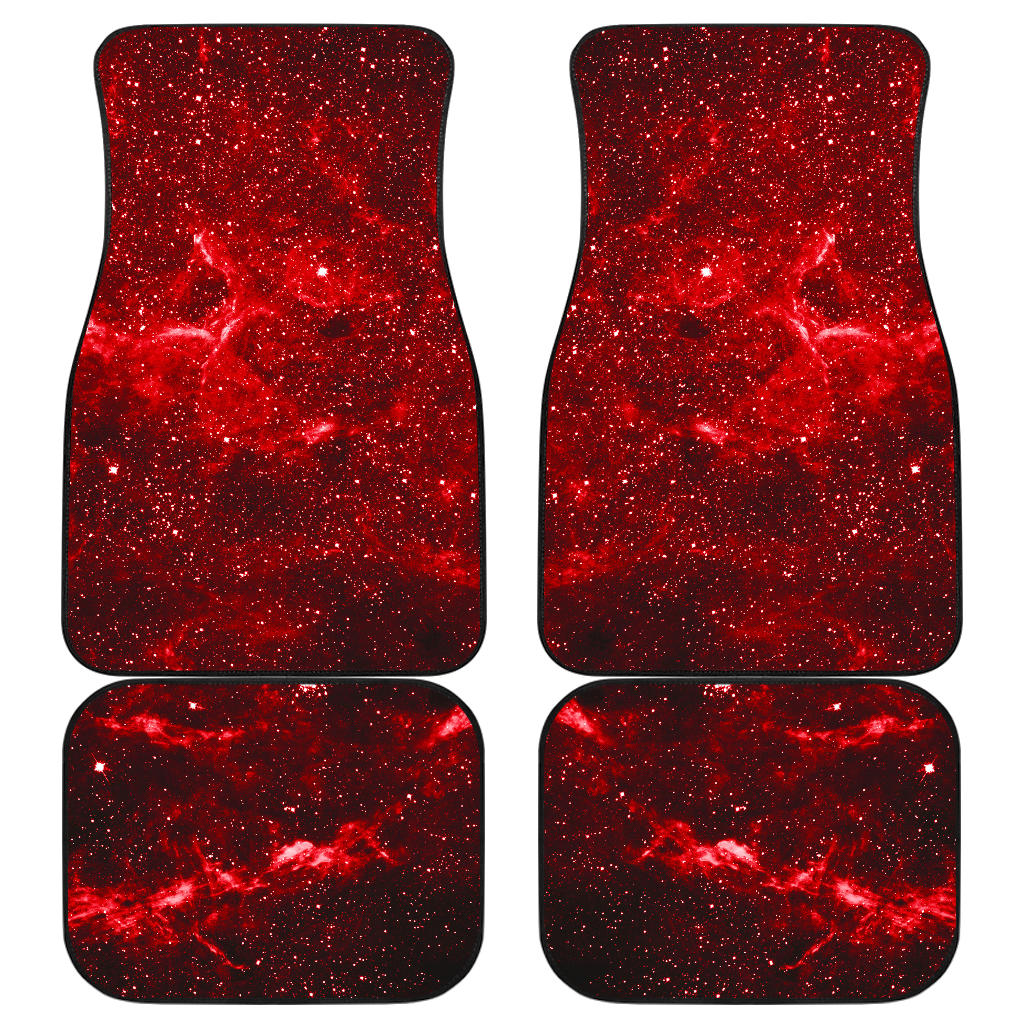 Red Stardust Universe Galaxy Space Print Front And Back Car Floor Mats, Front Car Mat SO0281