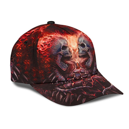 3D Full Printed Baseball Cap With Skull Angry Red Fire Skull Pattern On Cap Hat CO0158