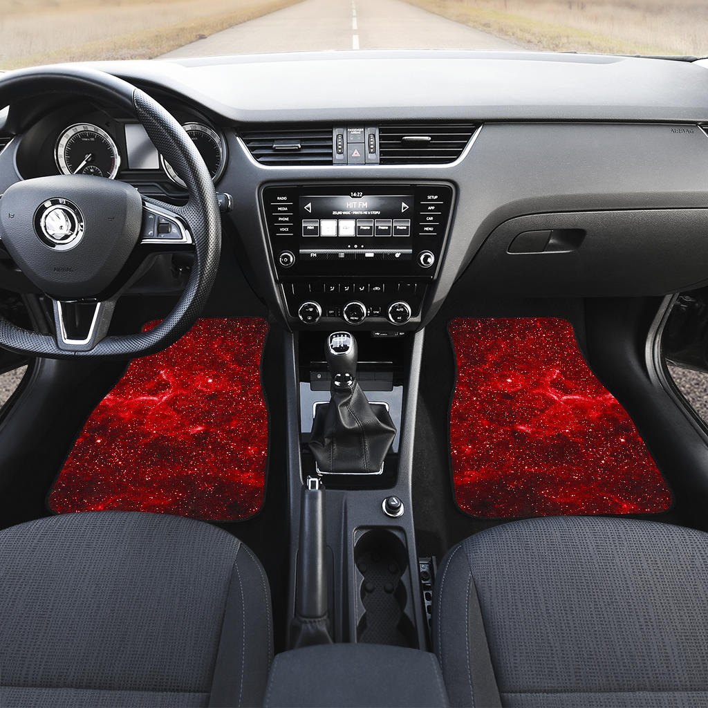 Red Stardust Universe Galaxy Space Print Front And Back Car Floor Mats, Front Car Mat SO0281