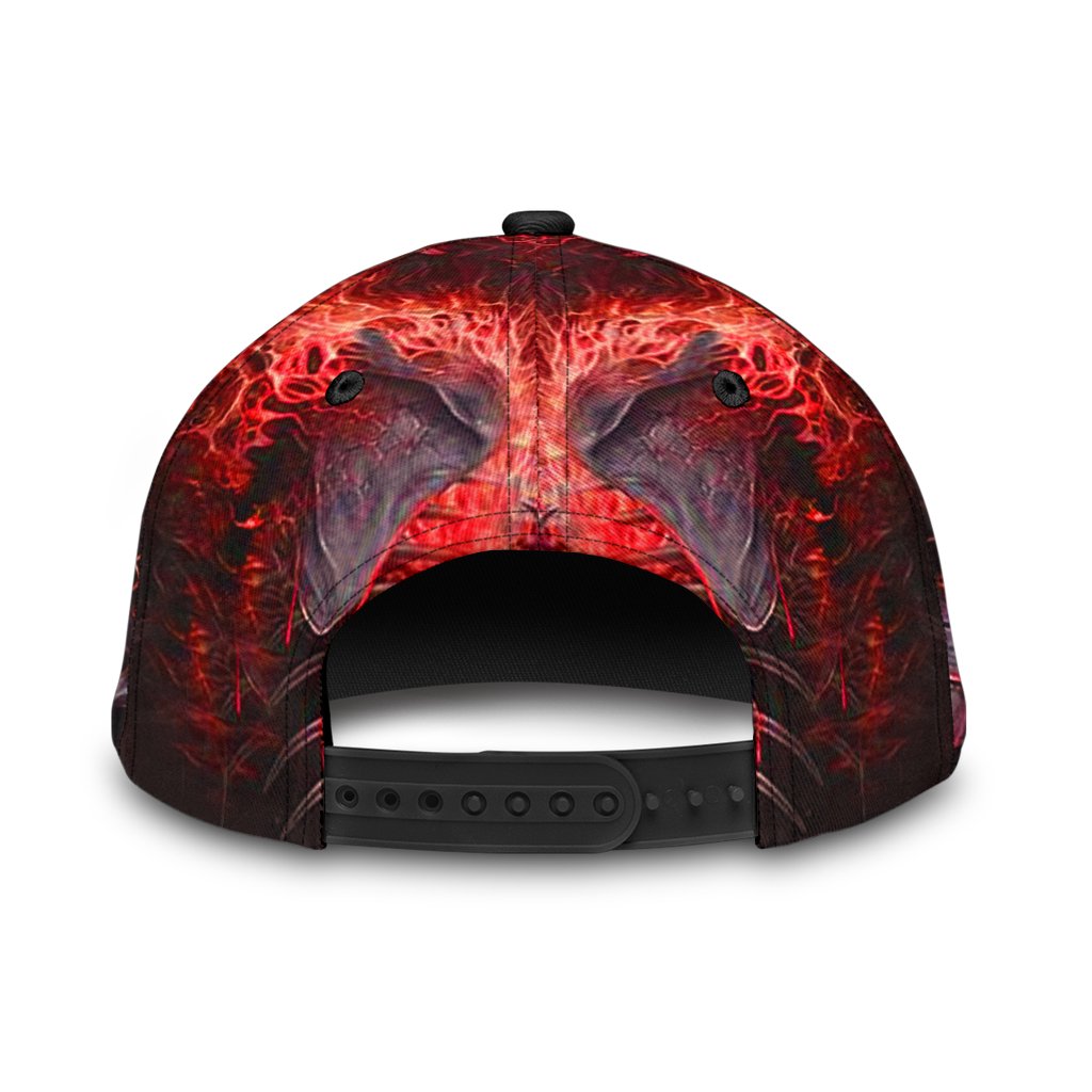 3D Full Printed Baseball Cap With Skull Angry Red Fire Skull Pattern On Cap Hat CO0158