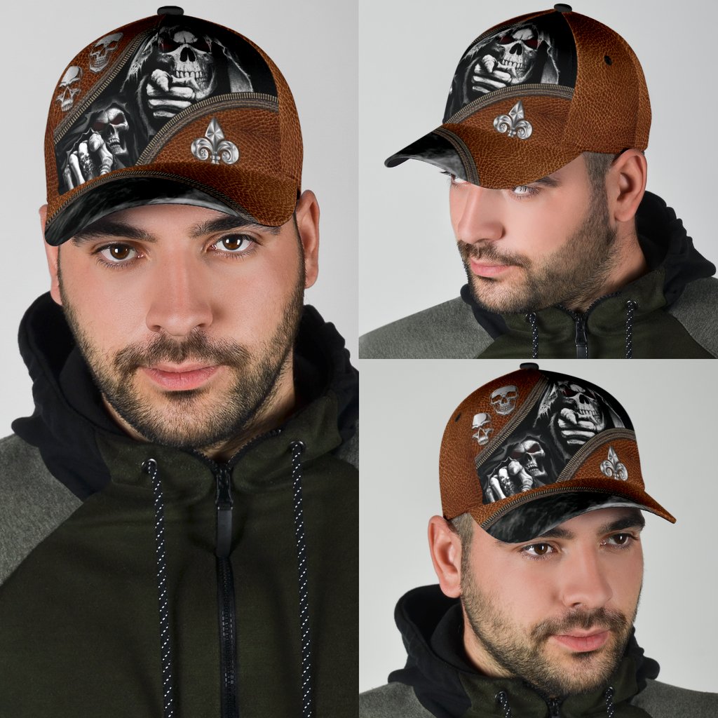 3D All Over Print The Death Classic Cap Hat Skull Baseball Cap Hat With Leather Pattern CO0663