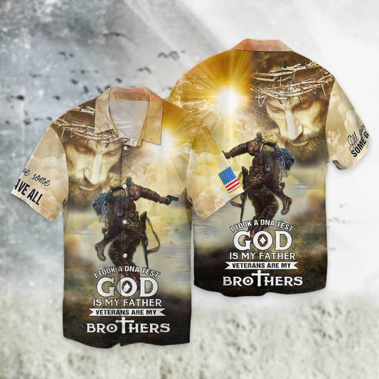 Veteran 3D Full Print Hawaiian Shirt, Christian Jesus God And Veteran Hawaiian Shirts HO5145