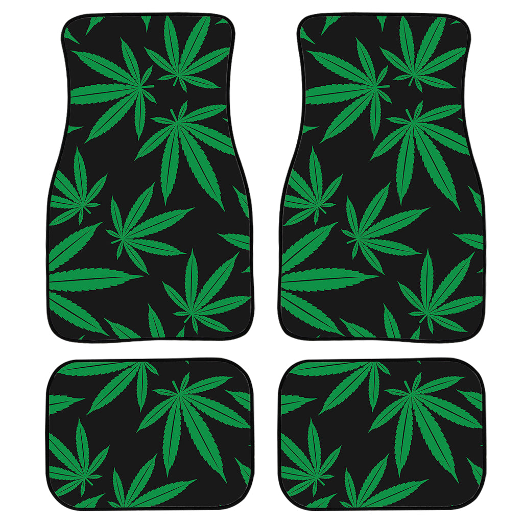 Green And Black Cannabis Leaf Print Front And Back Car Floor Mats, Front Car Mat SO0290