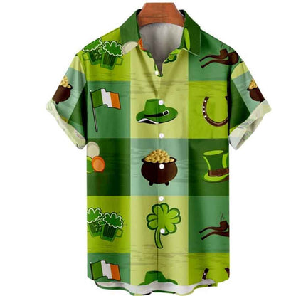 Mens St. Patrick's Day 3D Hawaiian Shirt, Shamrock Shirt, Irish hawaiian Shirt PO0138