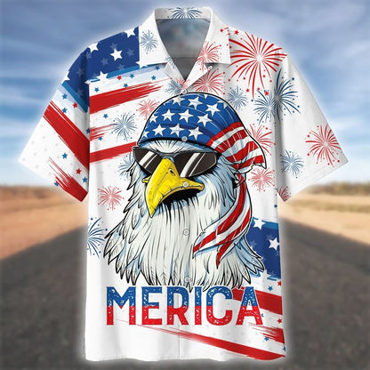 Independence Day Hawaiian Shirts, Cool Eagle American Flag Hawaii Beach Shirt For Summer, Happy 4Th Of July Hawaii Shirt Gift HO4940