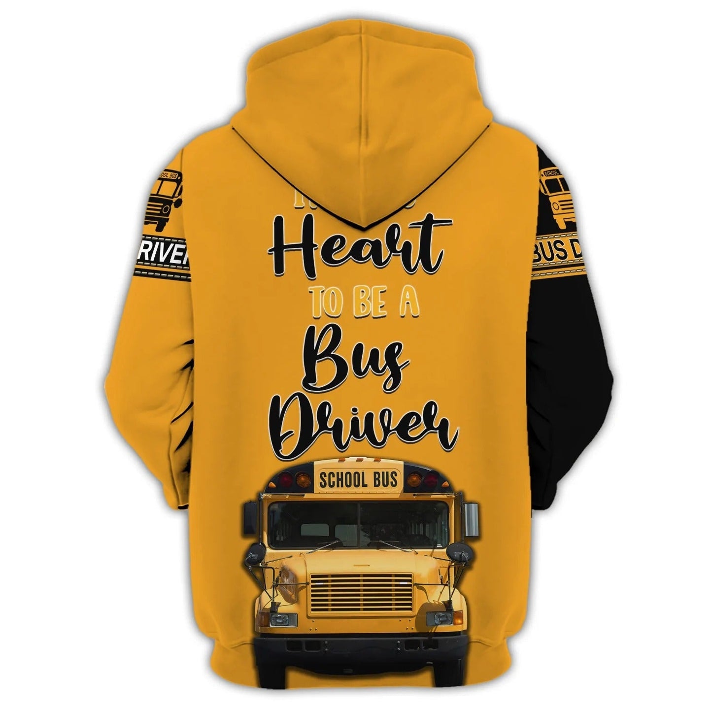 3D All Over Print School Bus Driver Hoodie, It Takes Heart To Be A Bus Driver Custom Zip Up Hoodie SO1523