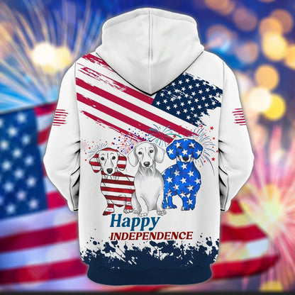 Happy Independence Day 3D All Over Print Shirt, Dog In Usa Flag 4Th Of July Hoodie 3D Bomber TO0142