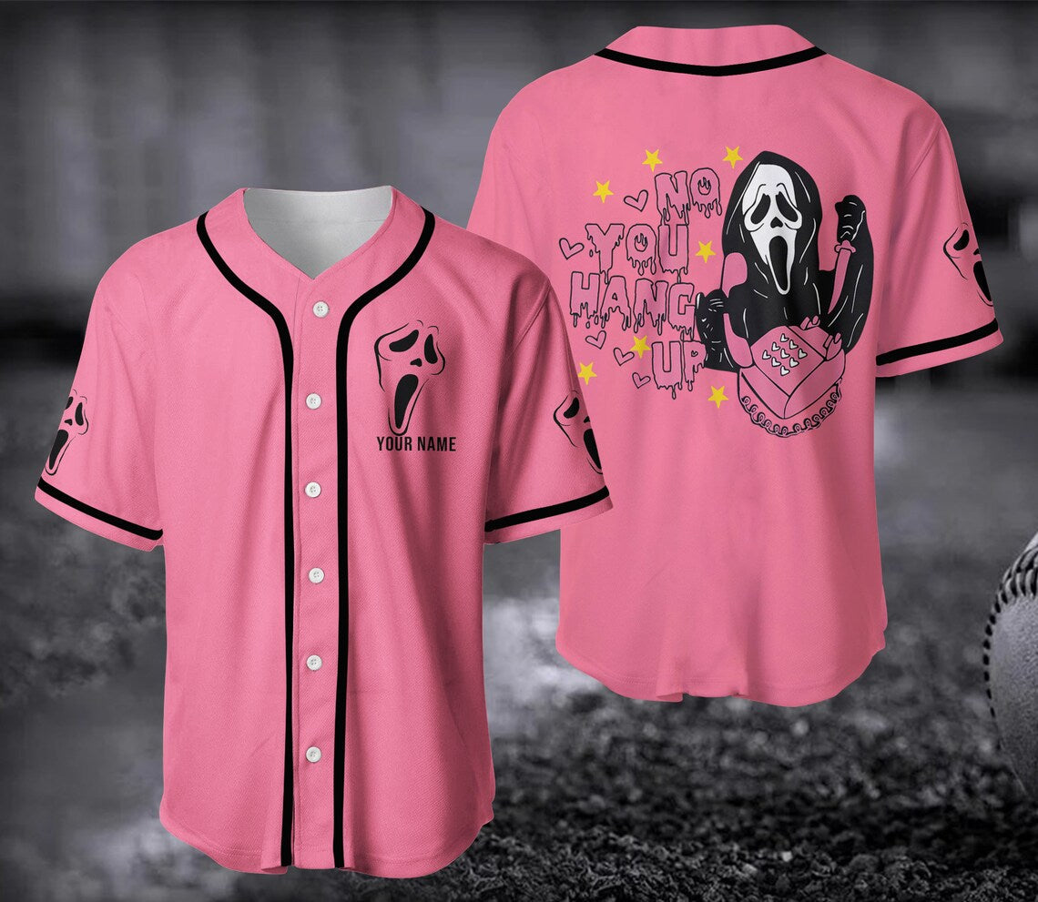 No You Hang Up Baseball Jersey, Ghostface Valentine Jersey, Halloween Jersey, Halloween Gift, Funny Funny Ghostface SO0208