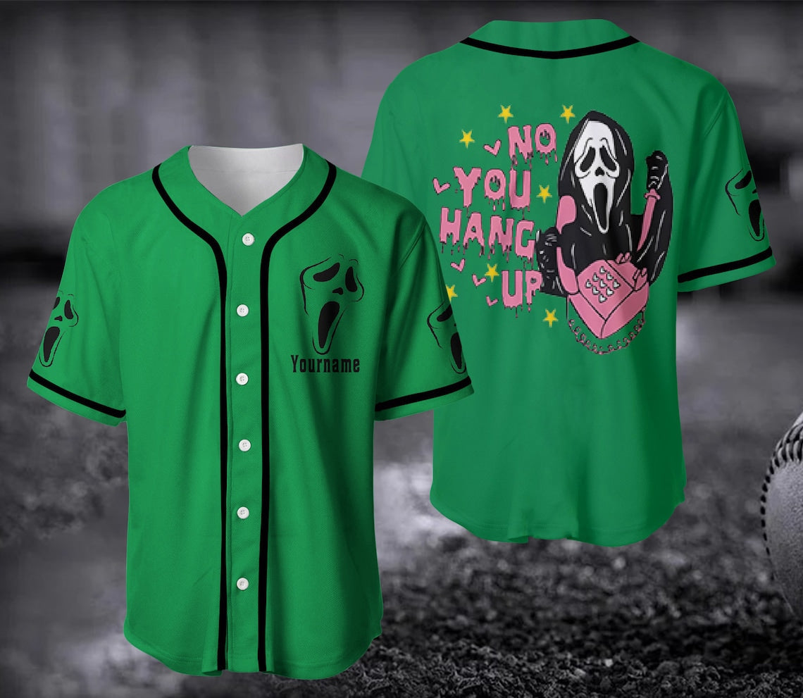 No You Hang Up Baseball Jersey, Ghostface Valentine Jersey, Halloween Jersey, Halloween Gift, Funny Funny Ghostface SO0208