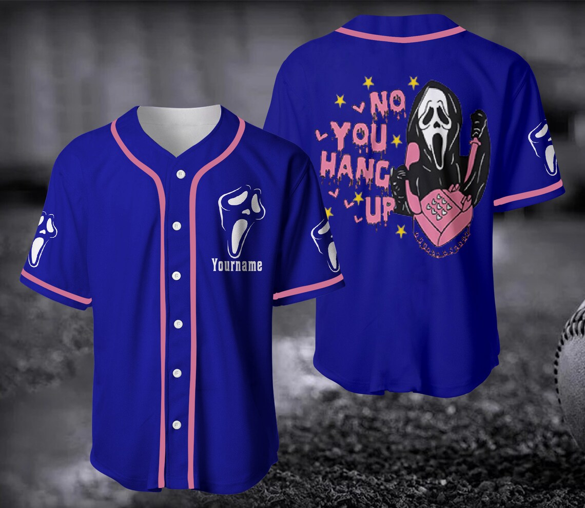 No You Hang Up Baseball Jersey, Ghostface Valentine Jersey, Halloween Jersey, Halloween Gift, Funny Funny Ghostface SO0208