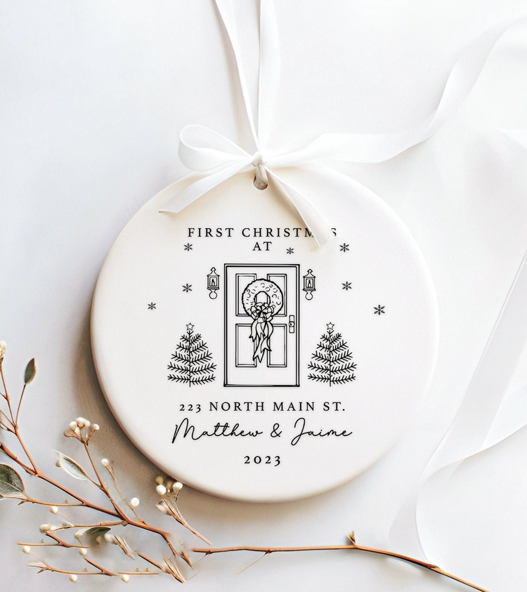 Personalized New Home Ornament - New Home Christmas Ornament - Wreath New House Ornament OO0001