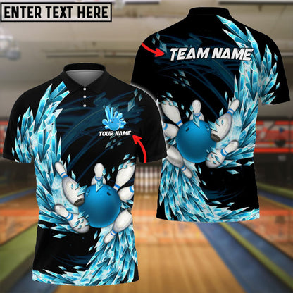 Custom Team Ice Breath Bowling Polo Shirt For Men, Custom Black And Purple Bowling Team Shirts BE0032