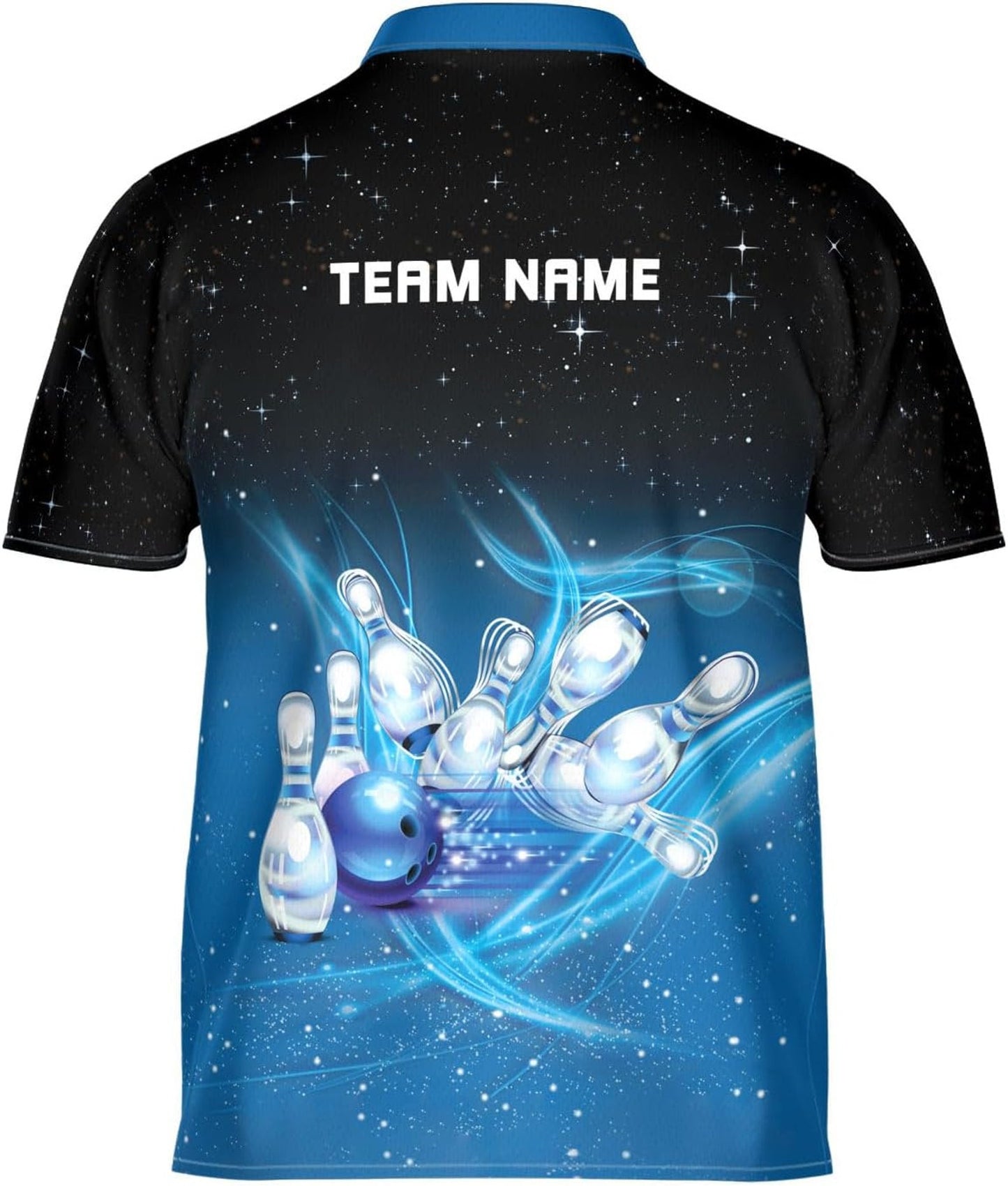 Custom Black And Blue Team Bowling Jersey Shirt For Men Women, Custom Bowling Shirt BE0024