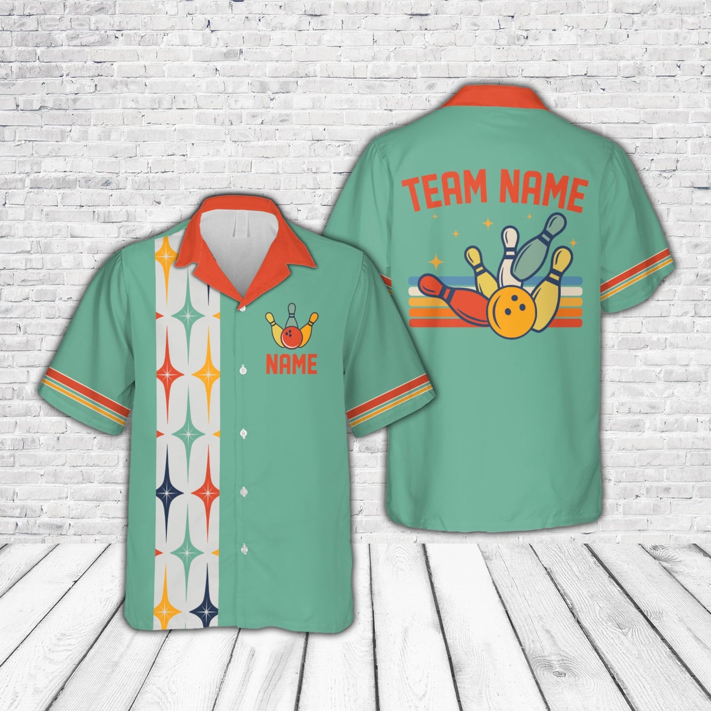 Custom Retro Bowling Hawaiian Shirts For Men And Women, Custom Retro Black Bowling Team Shirts BE0014