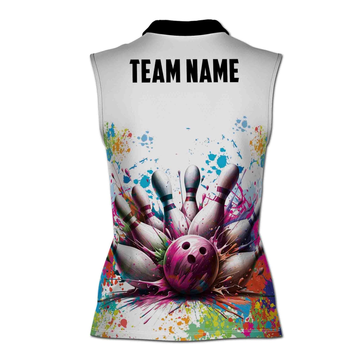 Custom Team White Bowling Polo Shirt For Women, Custom Tie Dye Bowling Shirt BA0027