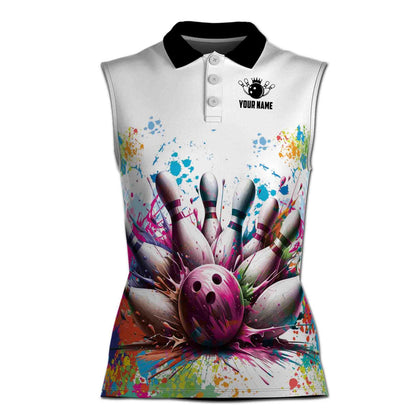 Custom Team White Bowling Polo Shirt For Women, Custom Tie Dye Bowling Shirt BA0027