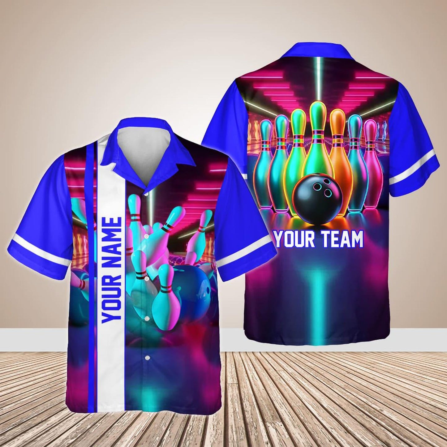 Custom Pink Retro Bowling Hawaiian Shirts For Men And Women, Custom Bowling Team Shirts BE0027