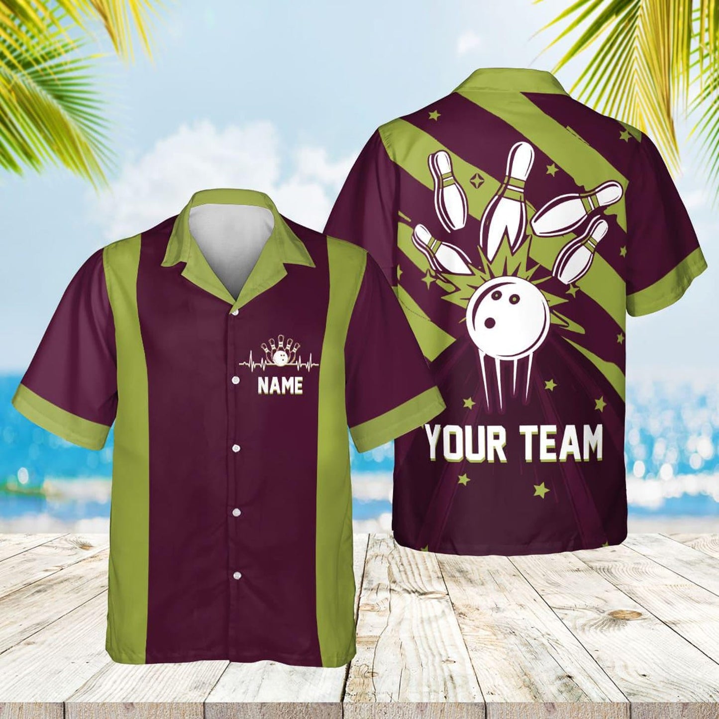 Custom Retro Bowling Hawaiian Shirts For Men And Women, Custom Blue Bowling Team Shirts BE0022