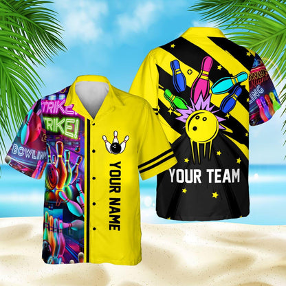 Custom Retro Bowling Hawaiian Shirts For Men And Women, Custom Retro Bowling Team Shirts BE0016