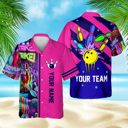 Custom Retro Bowling Hawaiian Shirts For Men And Women, Custom Retro Bowling Team Shirts BE0016