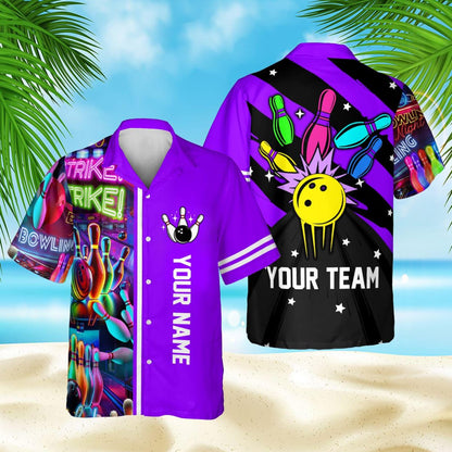 Custom Retro Bowling Hawaiian Shirts For Men And Women, Custom Retro Bowling Team Shirts BE0016