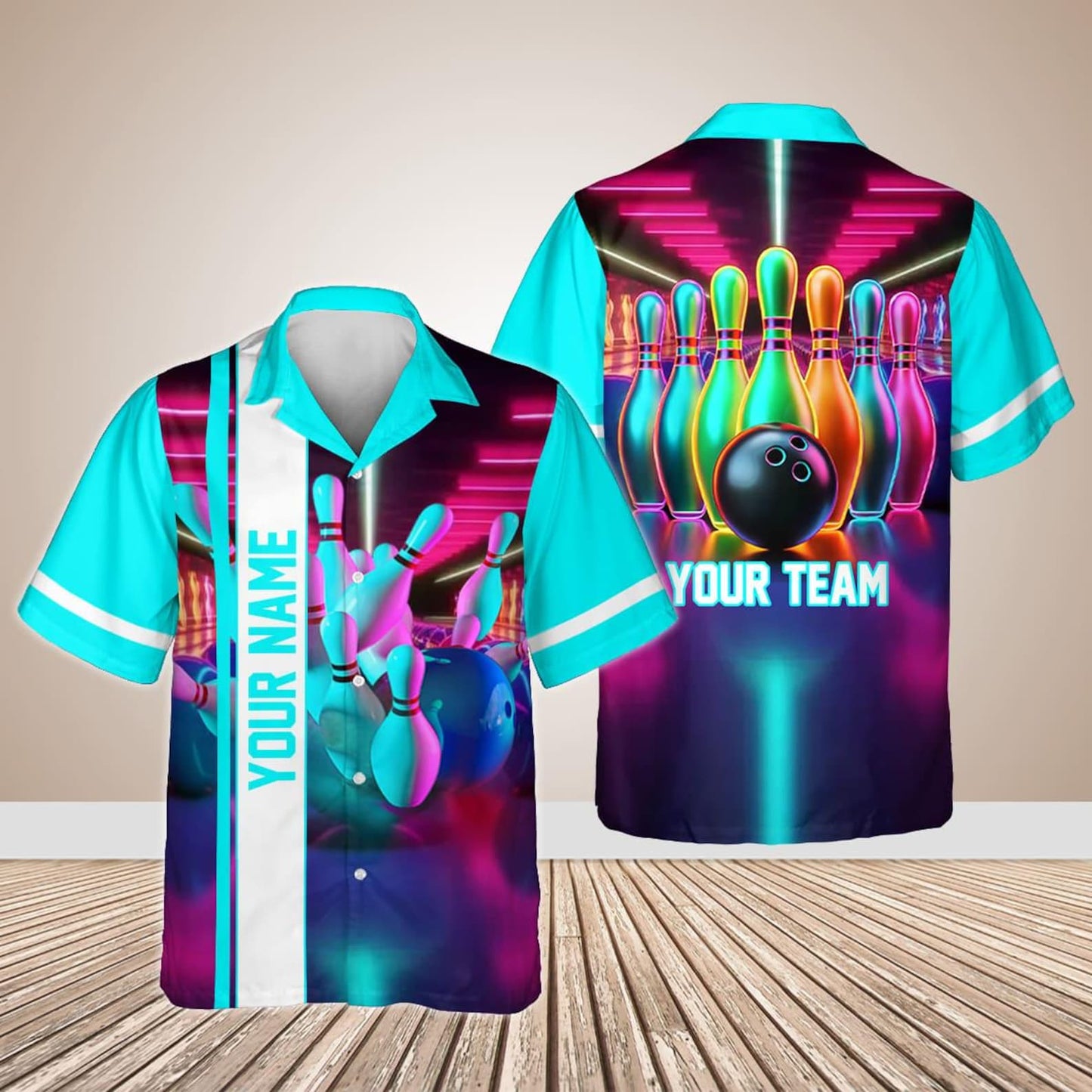 Custom Pink Retro Bowling Hawaiian Shirts For Men And Women, Custom Bowling Team Shirts BE0027