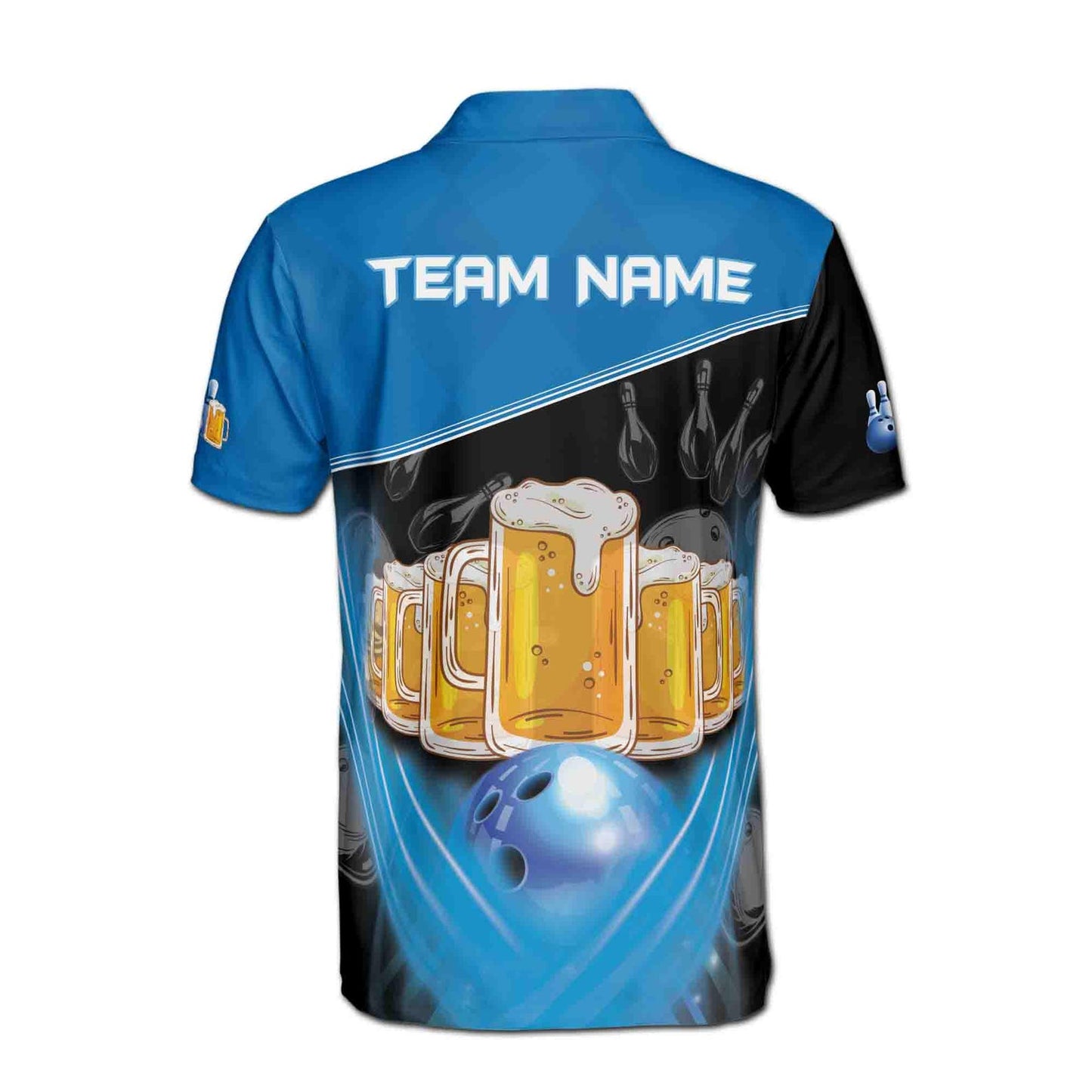 Custom Beer Bowling Polo Shirt For Men, Custom Beer Bowling Team Shirts BE0034