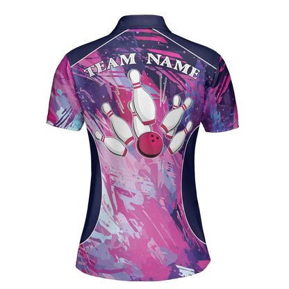 Custom Team Magenta Bowling Polo Shirt For Women, Custom Team Bowling Shirt BE0006